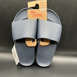 Archies Slides Sandals Unisex Sz M8 W9 Navy Blue Arch Support NWT